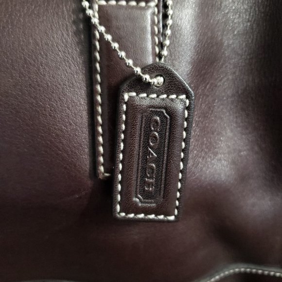 Coach double handle satchel w/white stitching - Picture 2 of 7